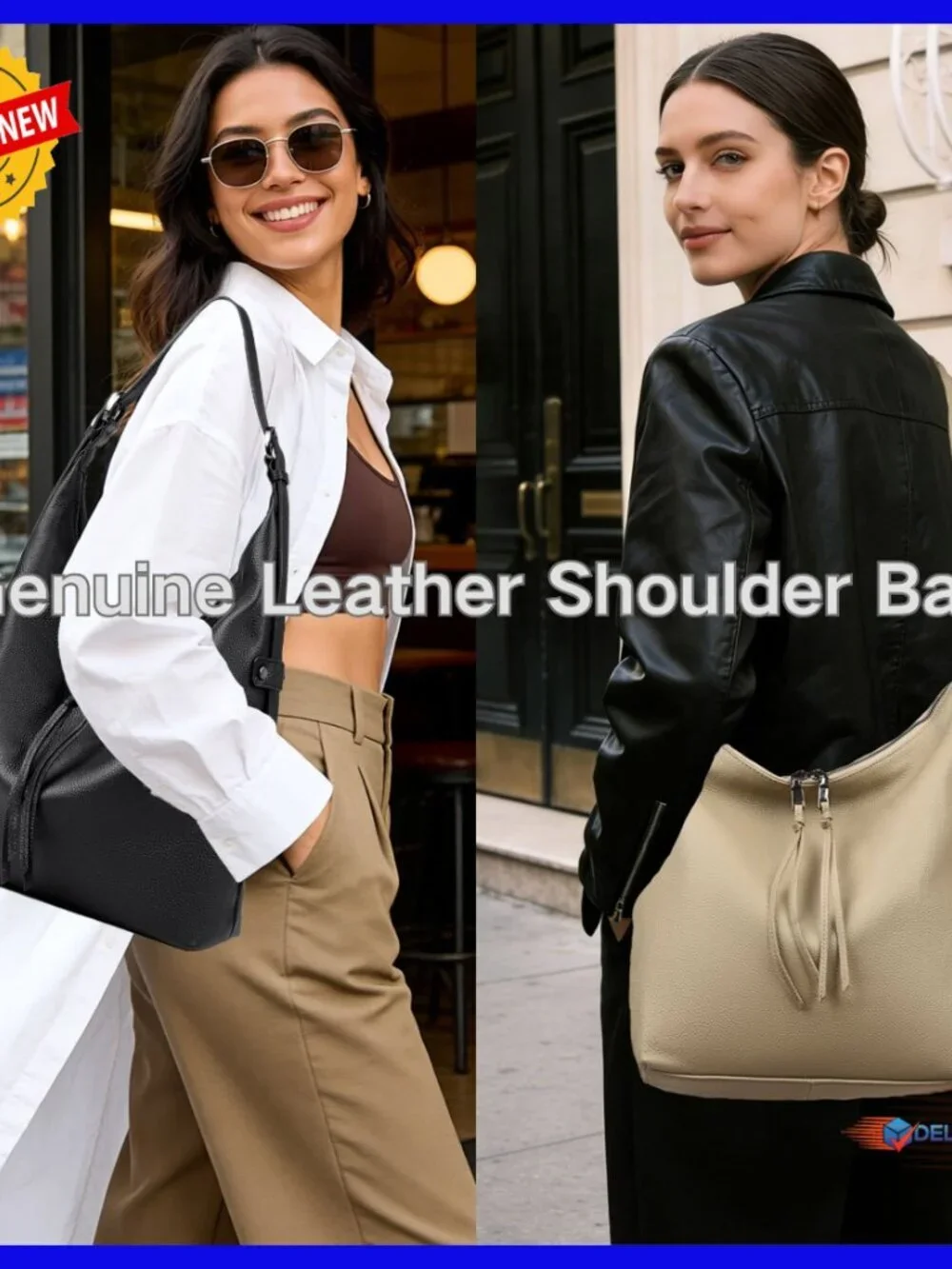 Genuine Leather Hobo Crossbody Shoulder Bag Medium Slouchy Tote Purse